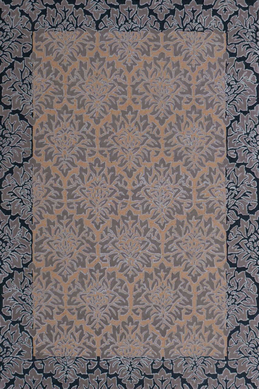 Maine Cottage Flocked Damask Wool Rug 