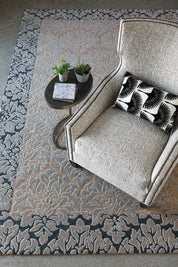 Maine Cottage Flocked Damask Wool Rug 