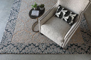 Maine Cottage Flocked Damask Wool Rug 