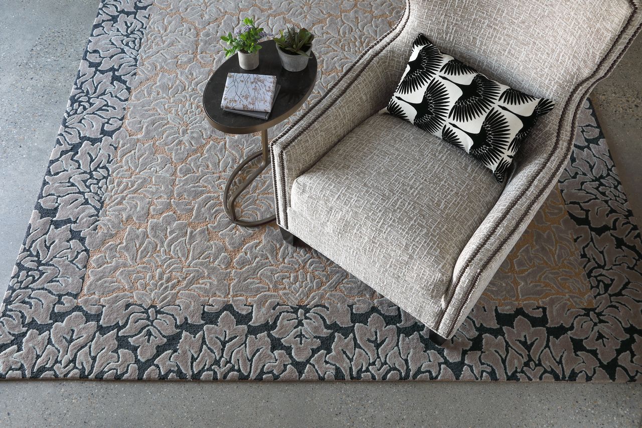 Maine Cottage Flocked Damask Wool Rug 