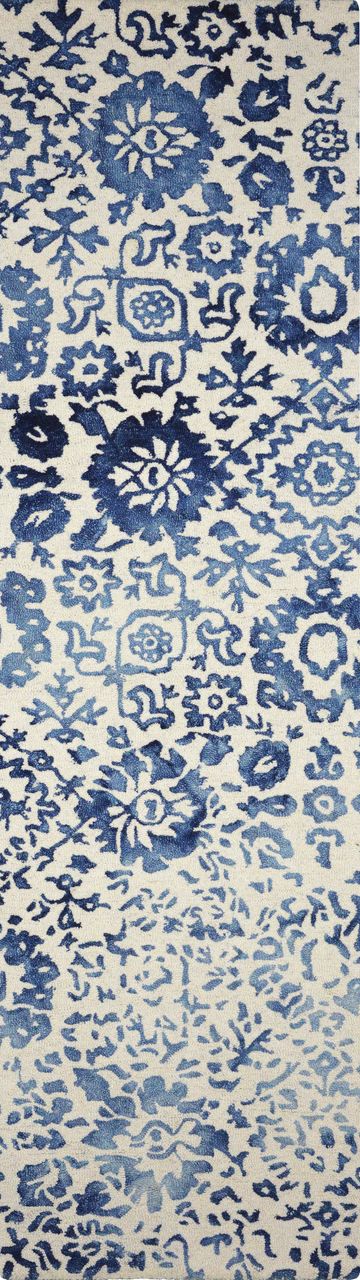 Maine Cottage Batik Navy Damask Wool Rug 