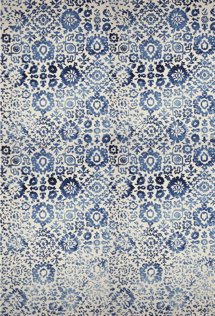 Maine Cottage Batik Navy Damask Wool Rug 
