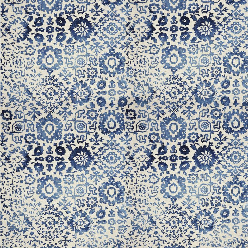 Maine Cottage Batik Navy Damask Wool Rug 