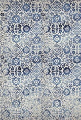 Batik Navy Damask Wool Rug