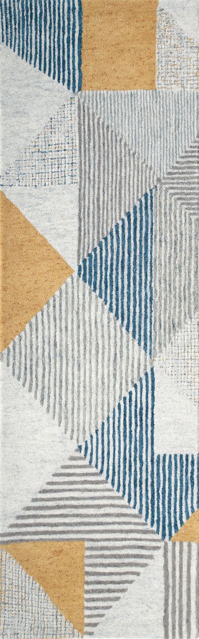 Maine Cottage Griffin Blue Geometric Wool Rug 