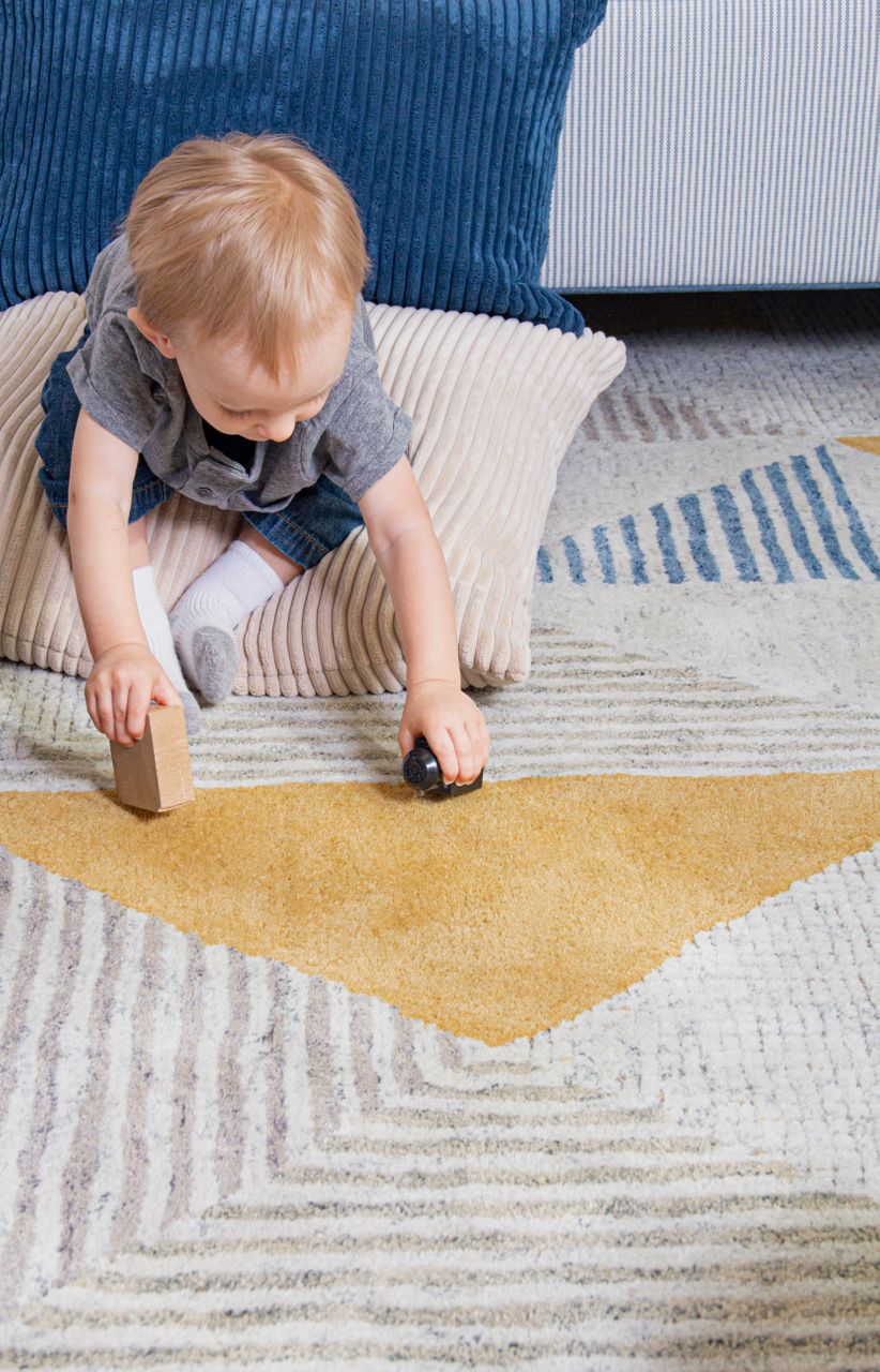 Maine Cottage Griffin Blue Geometric Wool Rug 