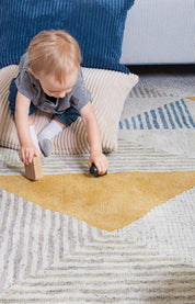 Maine Cottage Griffin Blue Geometric Wool Rug 