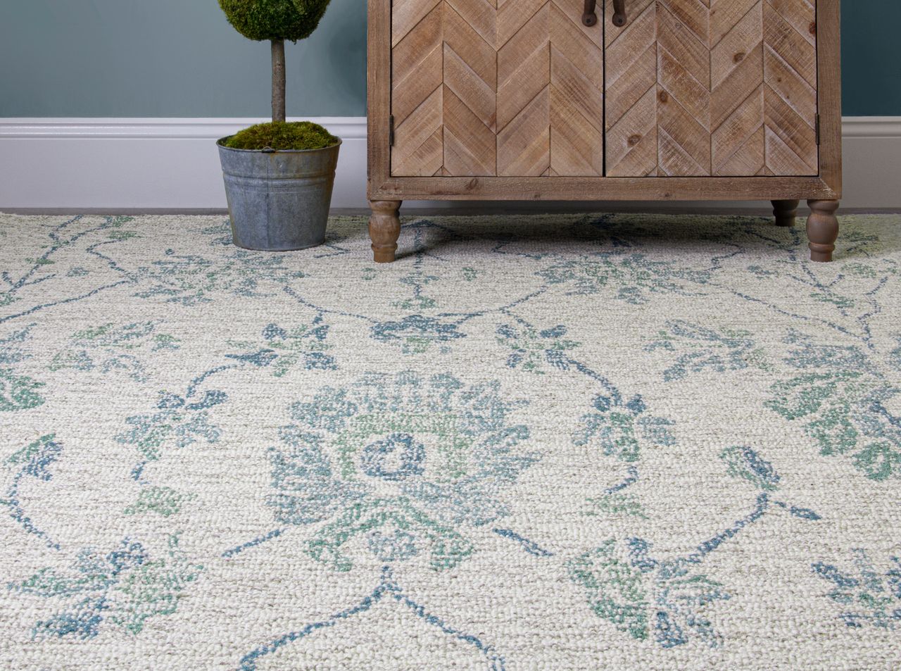 Maine Cottage Caspar Blue Damask Wool Rug 