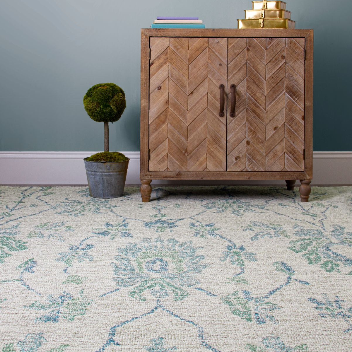 Maine Cottage Caspar Blue Damask Wool Rug 