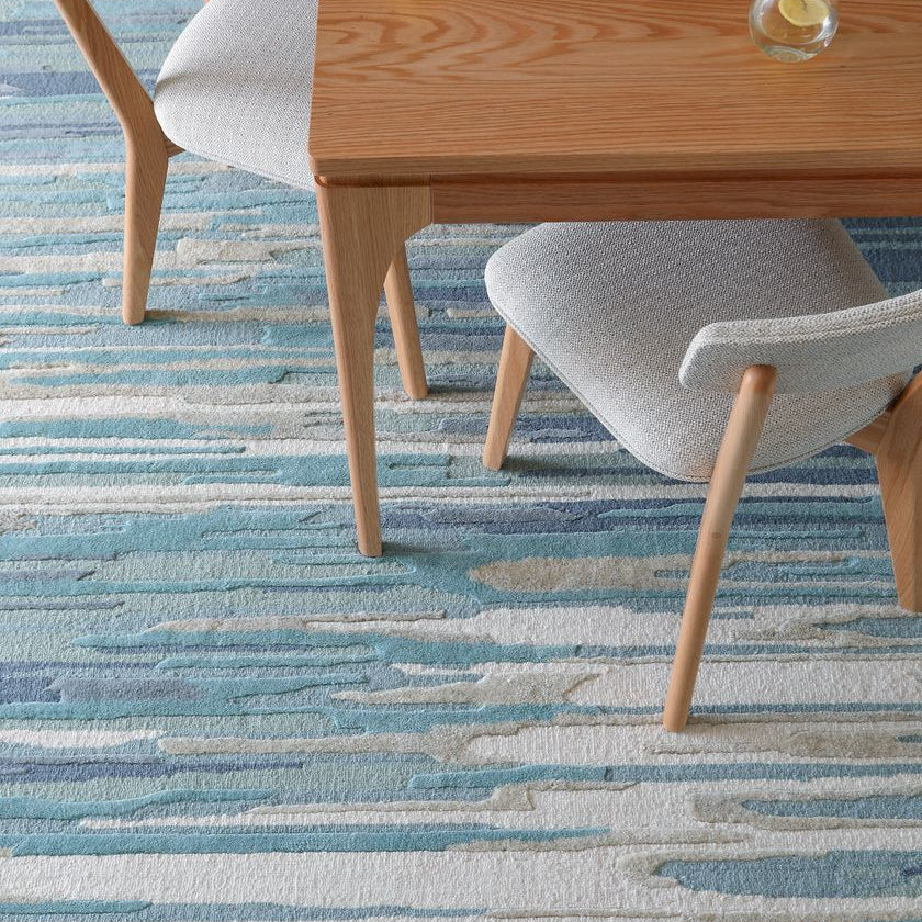 Maine Cottage Skye Blue Striped Wool Rug 