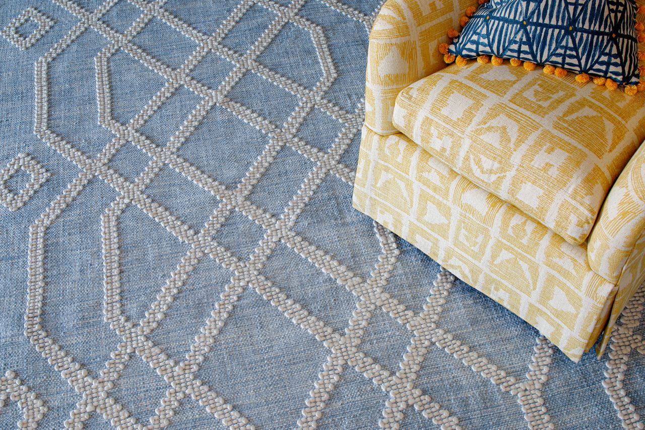 Maine Cottage Cable Blue Geometric Rug 