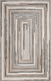 Maine Cottage Concentric Squares Gray Wool Rug 