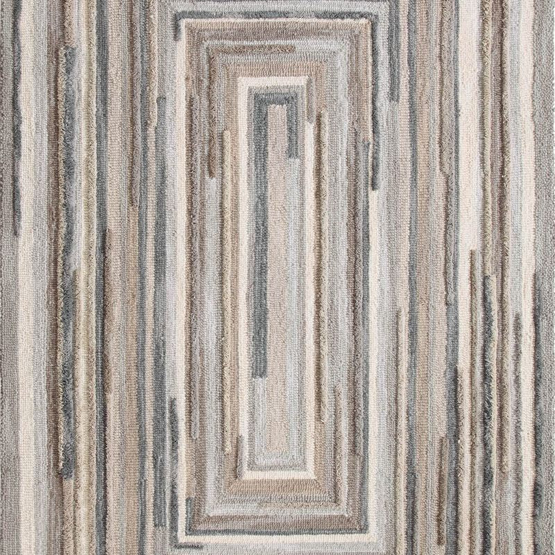 Maine Cottage Concentric Squares Gray Wool Rug 