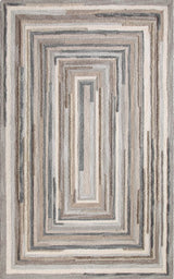 Concentric Squares Gray Wool Rug