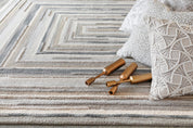 Maine Cottage Concentric Squares Gray Wool Rug 