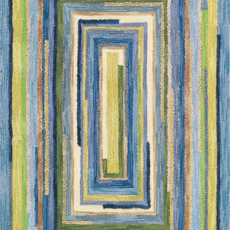 Maine Cottage Concentric Squares Sky Wool Rug 