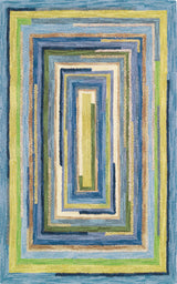 Concentric Squares Sky Wool Rug