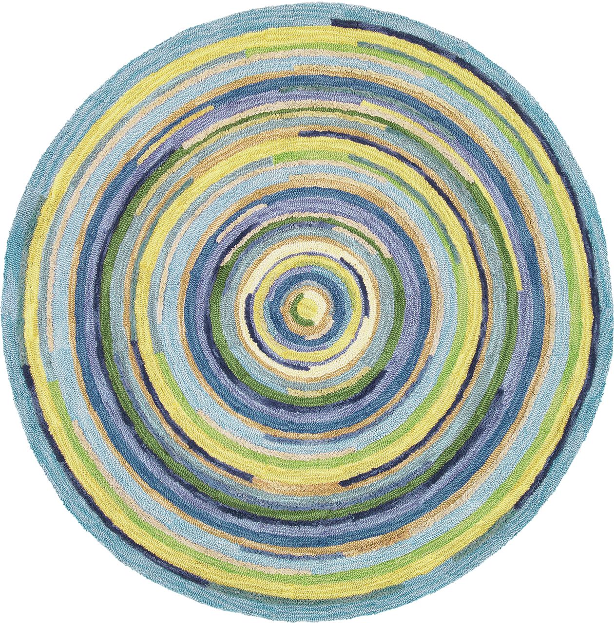 Maine Cottage Concentric Squares Sky Wool Rug 