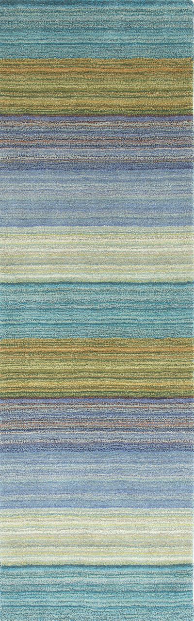 Maine Cottage Brushstroke Blue Striped Wool Rug 