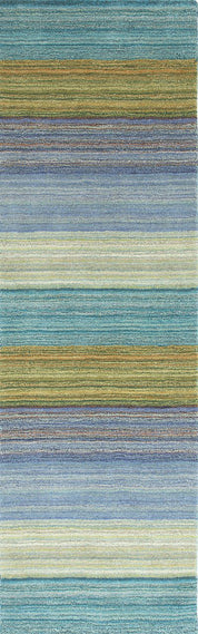 Maine Cottage Brushstroke Blue Striped Wool Rug 