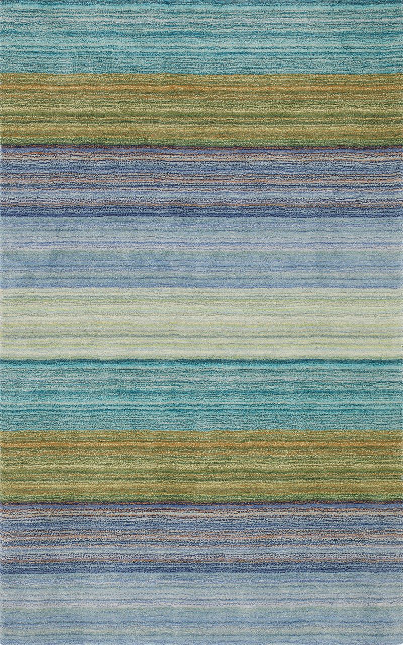 Maine Cottage Brushstroke Blue Striped Wool Rug 