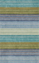 Brushstroke Blue Striped Wool Rug