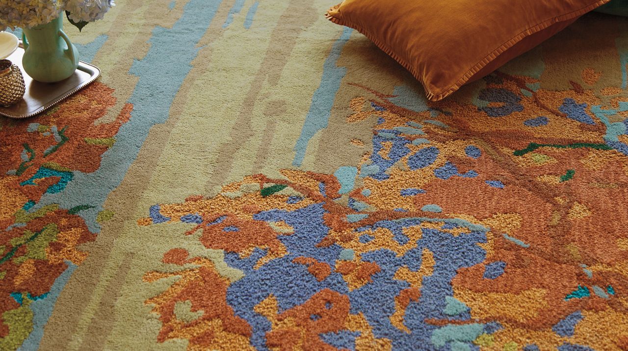 Maine Cottage Landscape Teal Wool Rug 