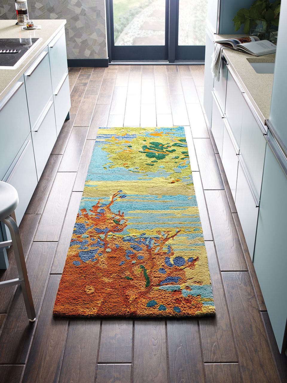 Maine Cottage Landscape Teal Wool Rug 