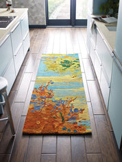 Maine Cottage Landscape Teal Wool Rug 