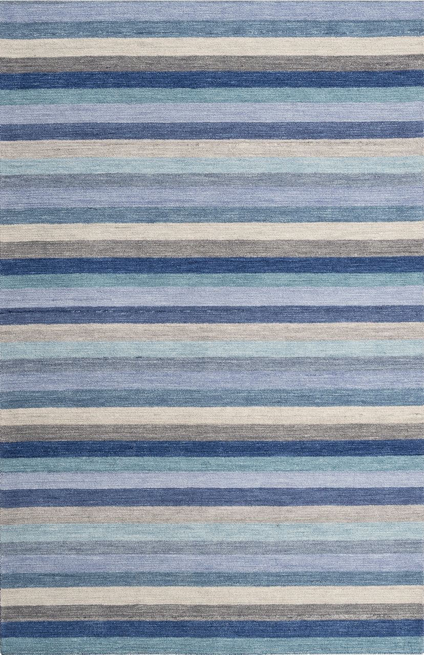 Maine Cottage Jazzy Blue Striped Wool Rug 