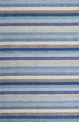 Jazzy Blue Striped Wool Rug