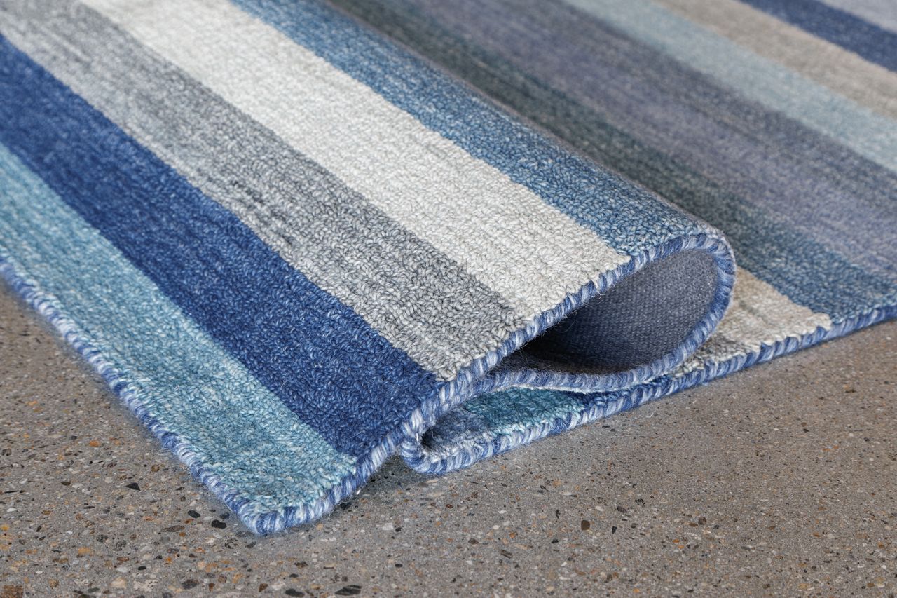 Maine Cottage Jazzy Blue Striped Wool Rug 