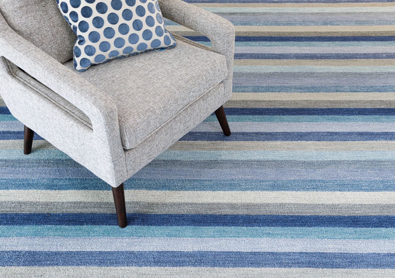 Maine Cottage Jazzy Blue Striped Wool Rug 