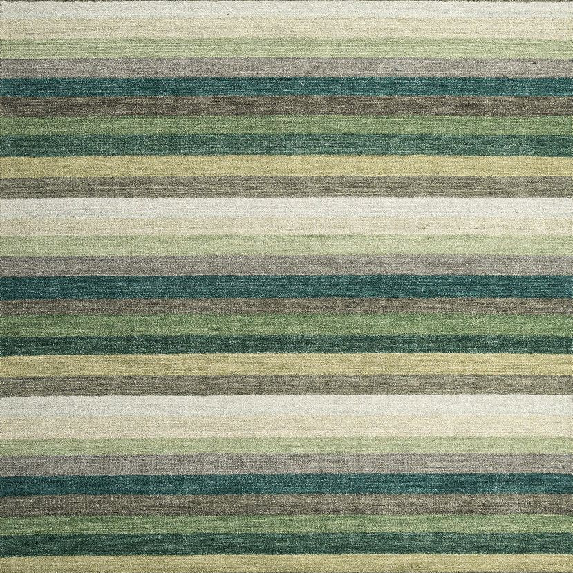 Maine Cottage Jazzy Green Striped Wool Rug 