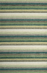 Jazzy Green Striped Wool Rug
