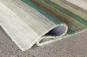 Maine Cottage Jazzy Green Striped Wool Rug 