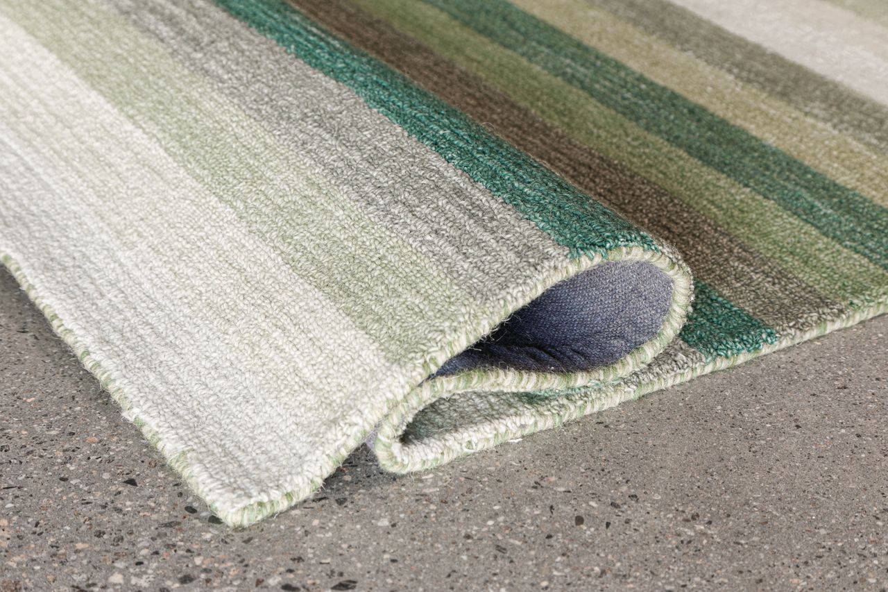 Maine Cottage Jazzy Green Striped Wool Rug 