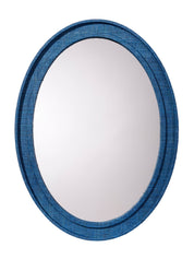 Valley Raffia Oval Wall Mirror, Indigo