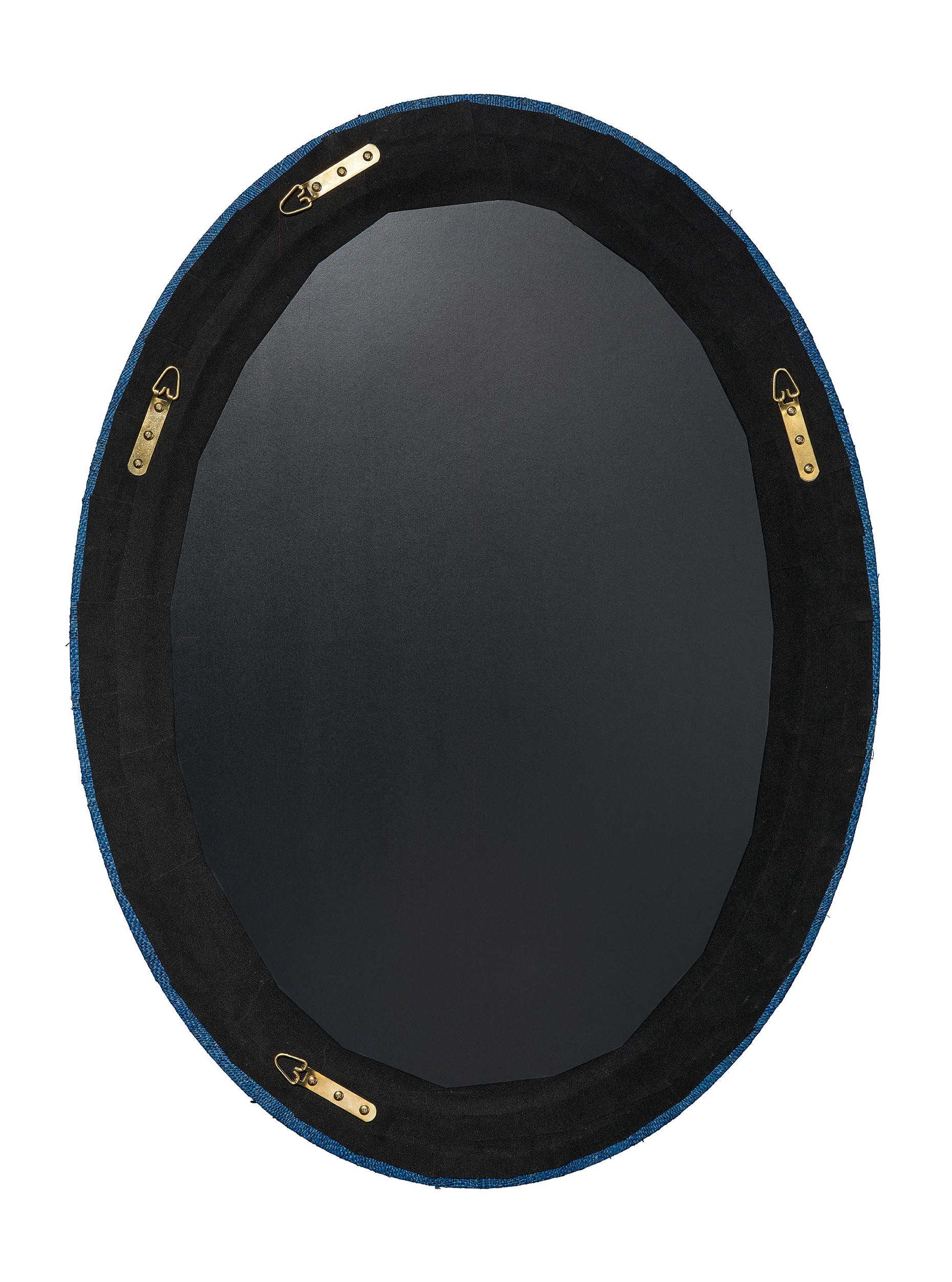Valley Raffia Oval Wall Mirror, Indigo