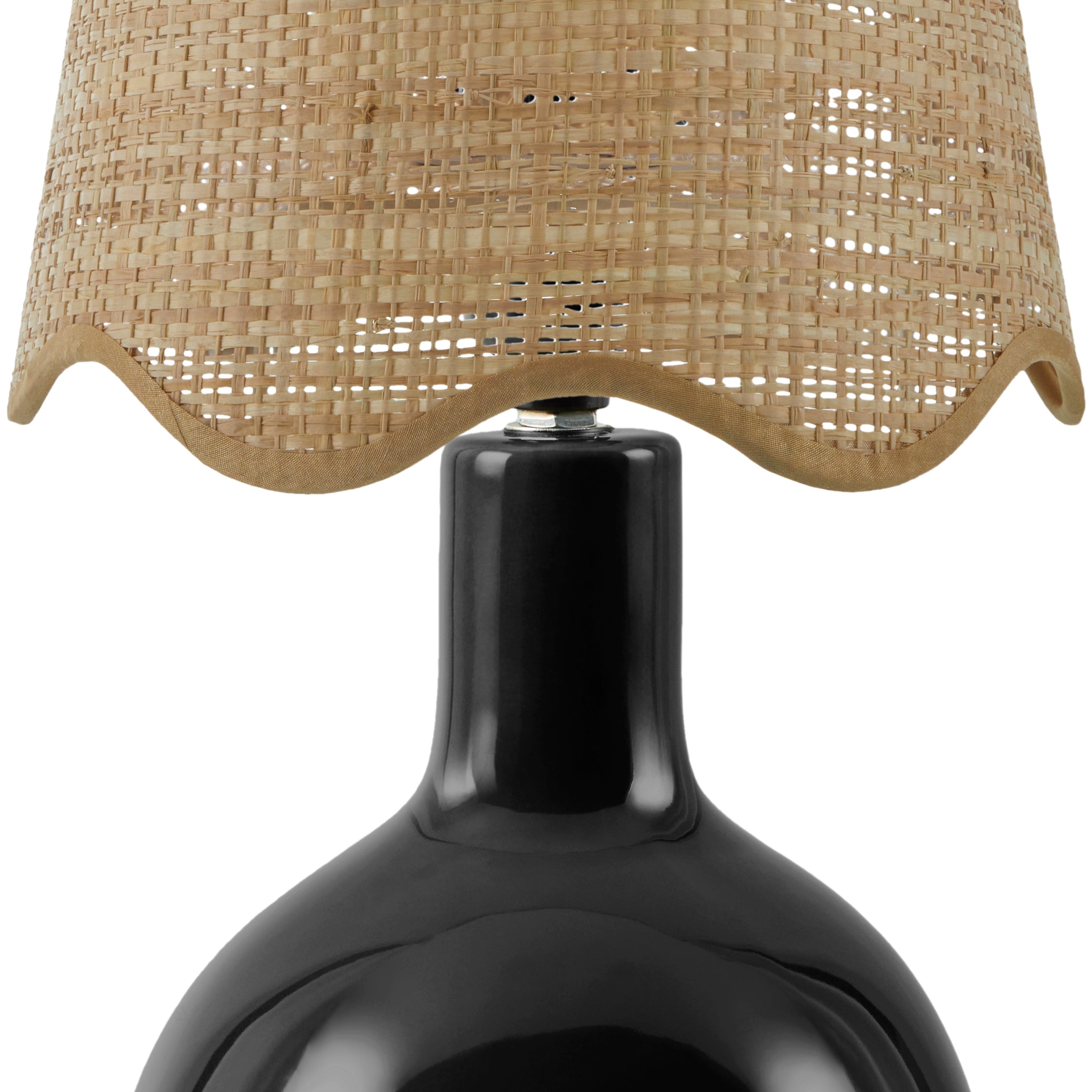 Maine Cottage Droplet Oval Black Ceramic Table Lamp with Scallop Shade | Maine Cottage® 