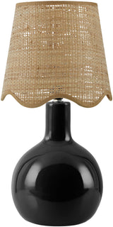 Droplet Oval Black Ceramic Table Lamp with Scallop Shade