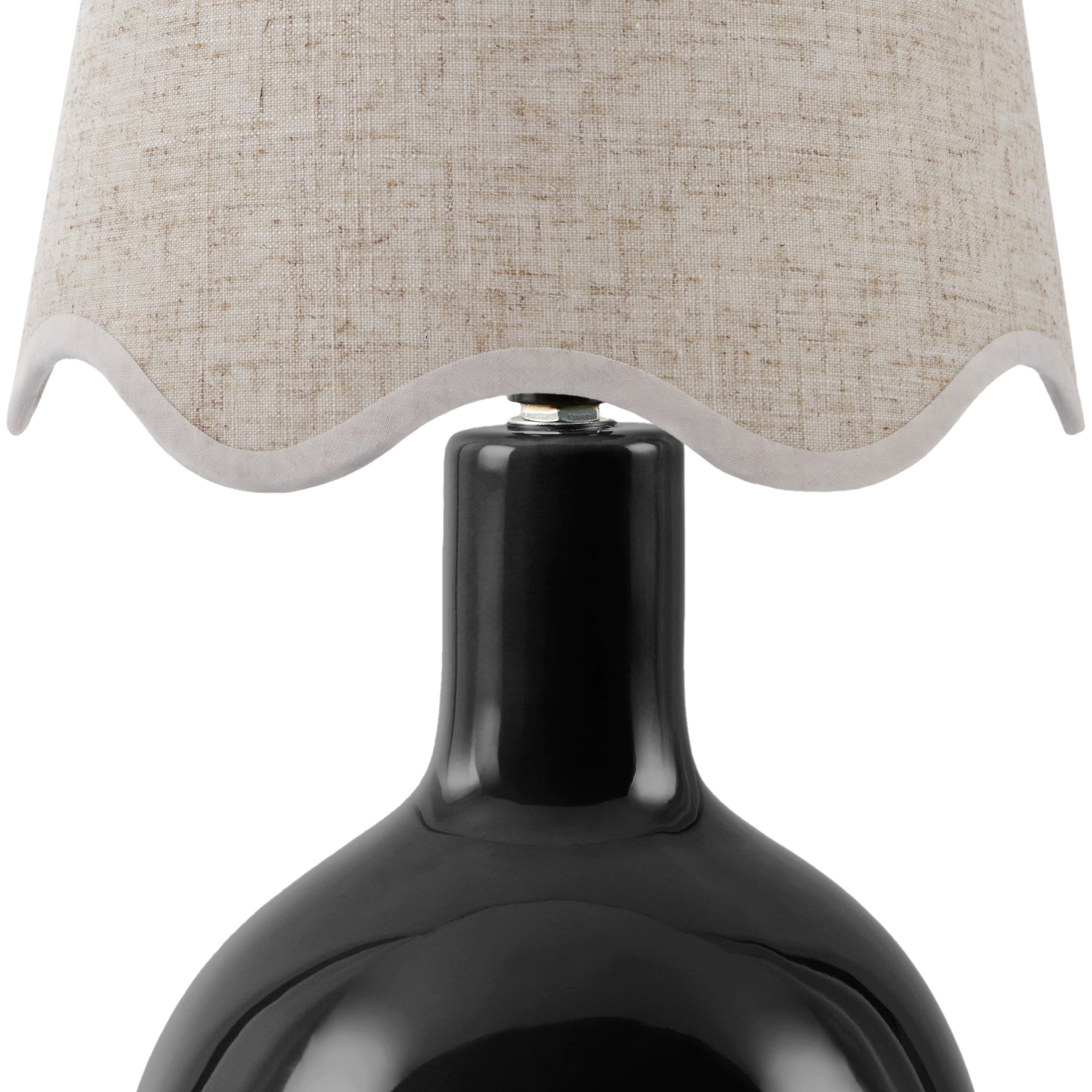 Maine Cottage Droplet Oval Black Ceramic Table Lamp with Scallop Shade | Maine Cottage® 