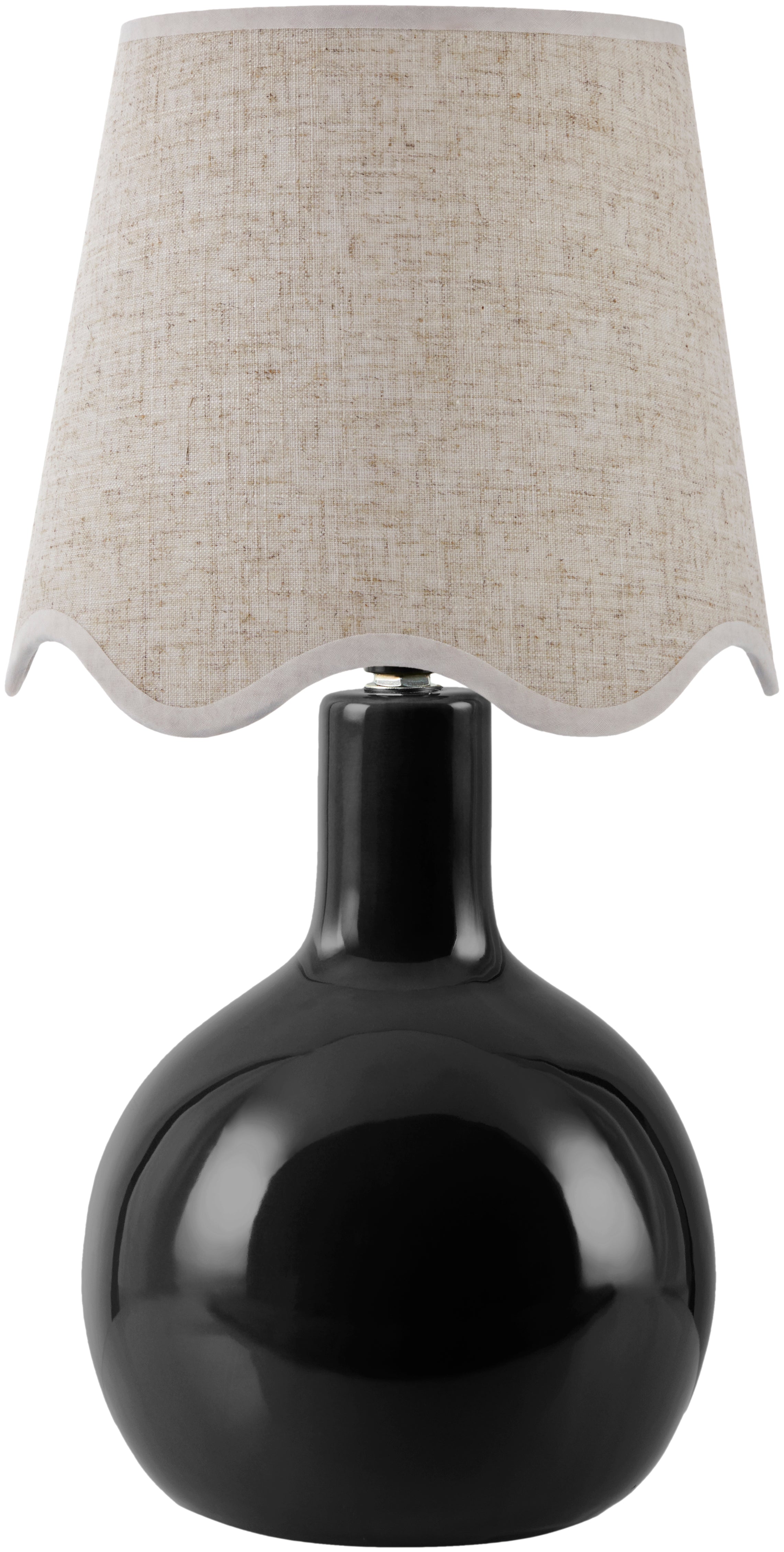 Maine Cottage Droplet Oval Black Ceramic Table Lamp with Scallop Shade | Maine Cottage® 