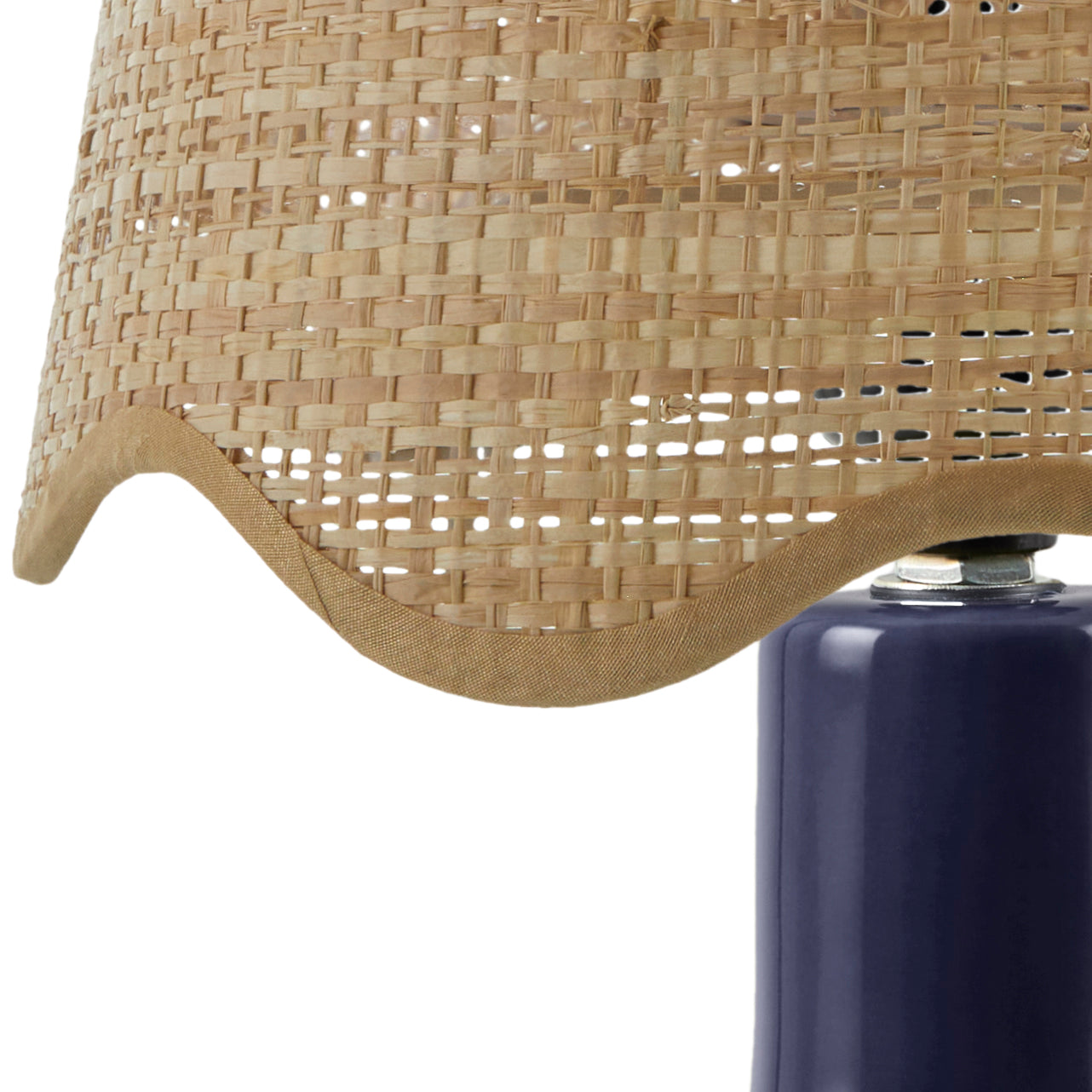 Maine Cottage Droplet Oval Navy Ceramic Table Lamp with Scallop Shade | Maine Cottage® 
