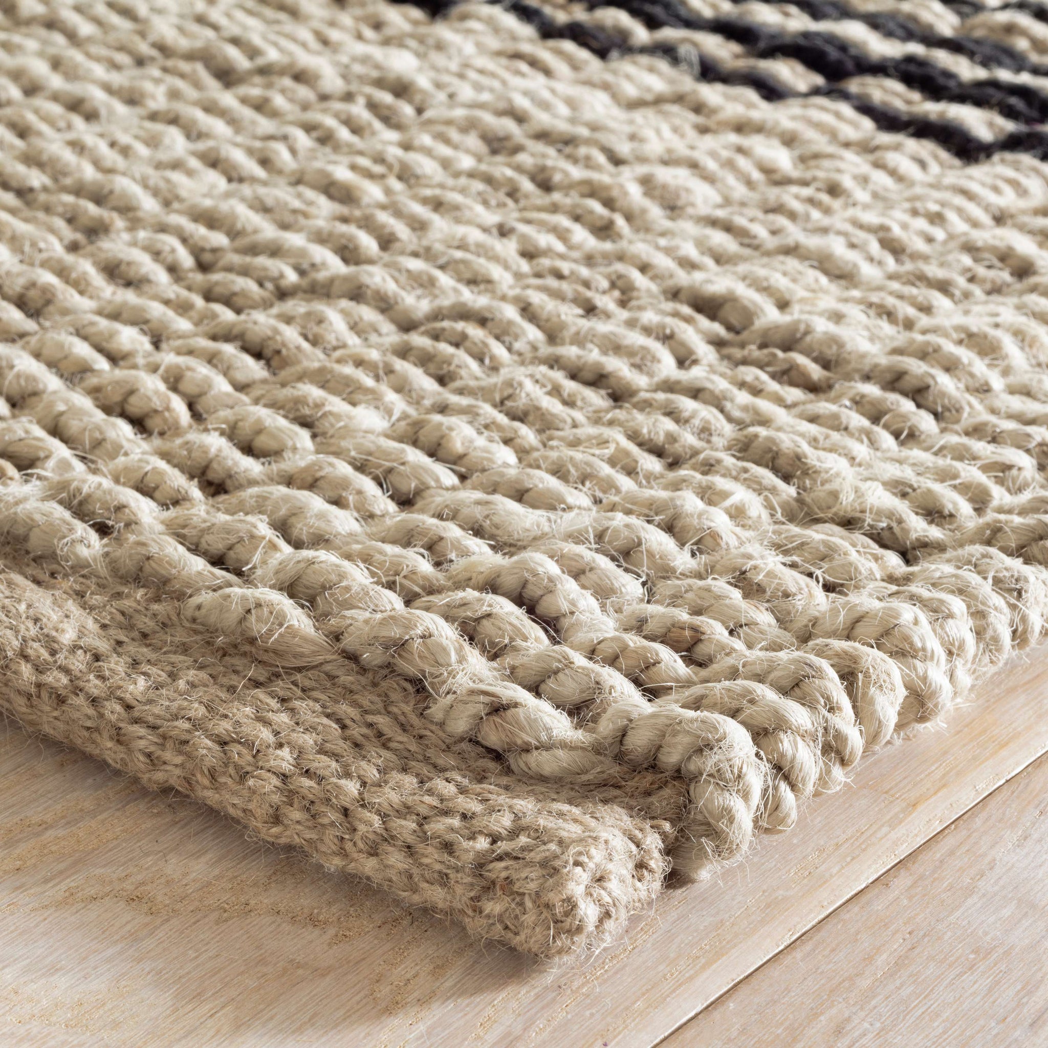Jute Ticking Black Woven Jute Rug – Maine Cottage