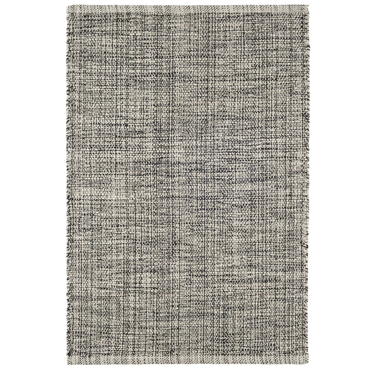 Marled Black Woven Cotton Rug