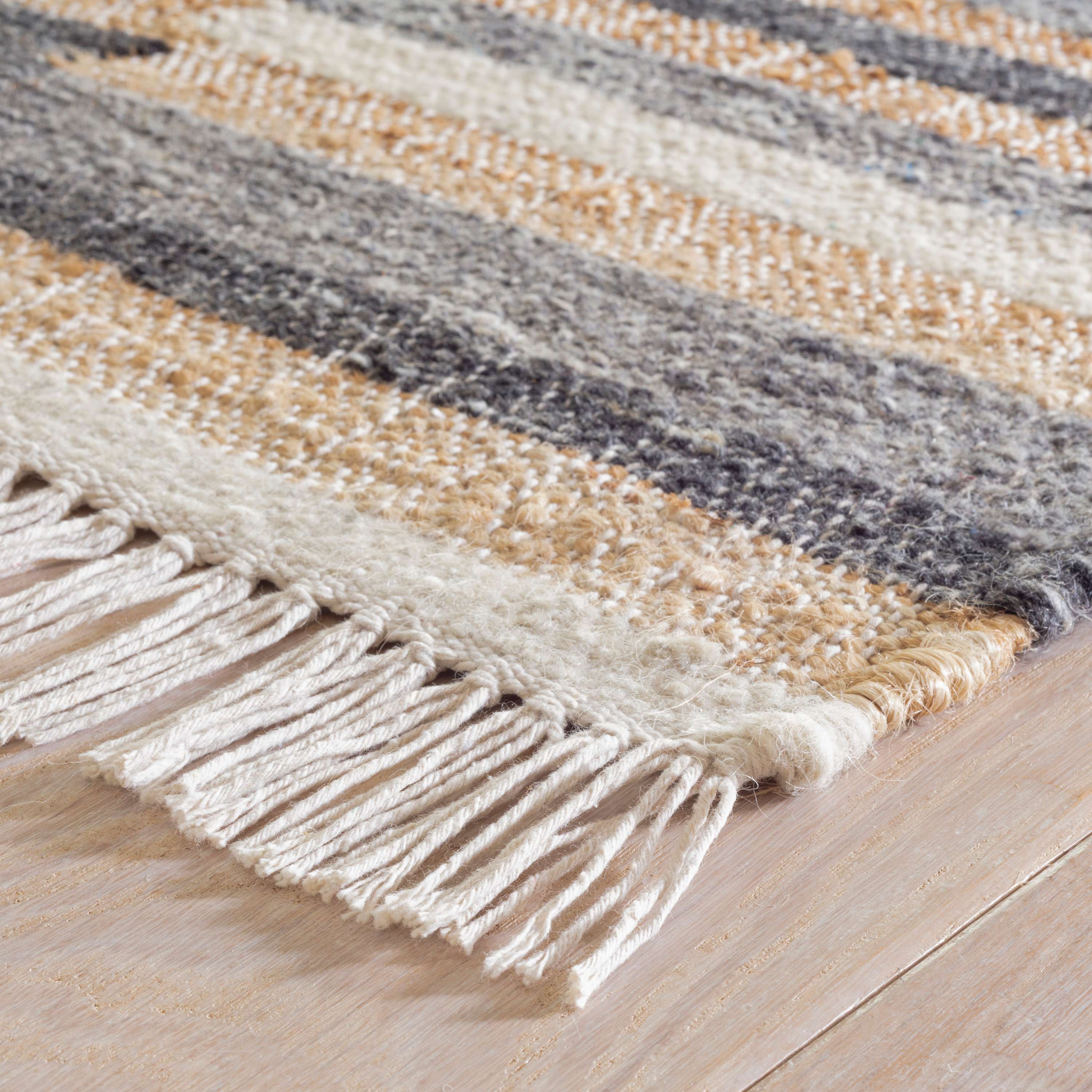 Maine Cottage Ravel Stripe Black Handwoven Wool Rug - 2' x 3' Rug 