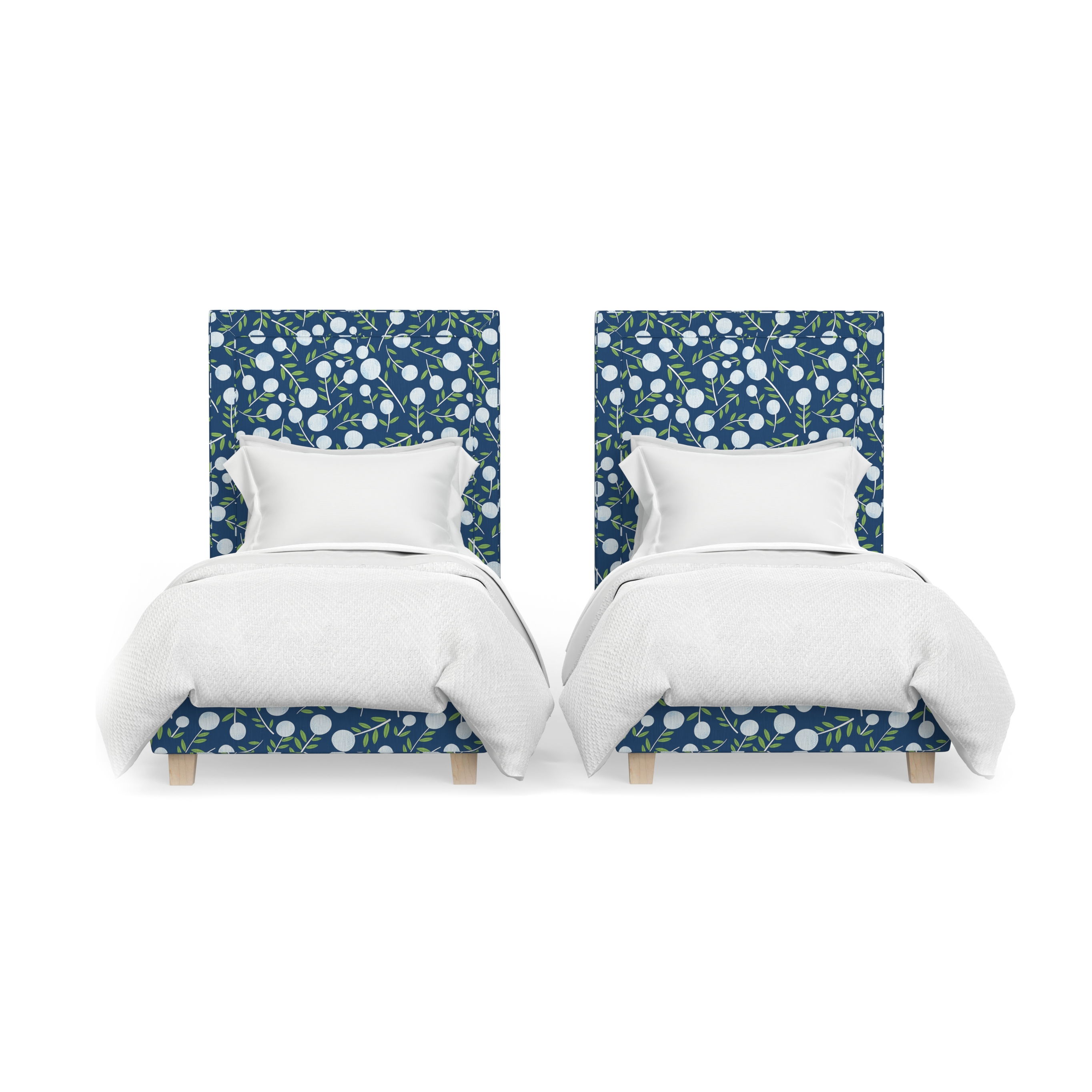 Annie Upholstered Twin Bed in Let's Grove: Marine - SAMPLE SALE