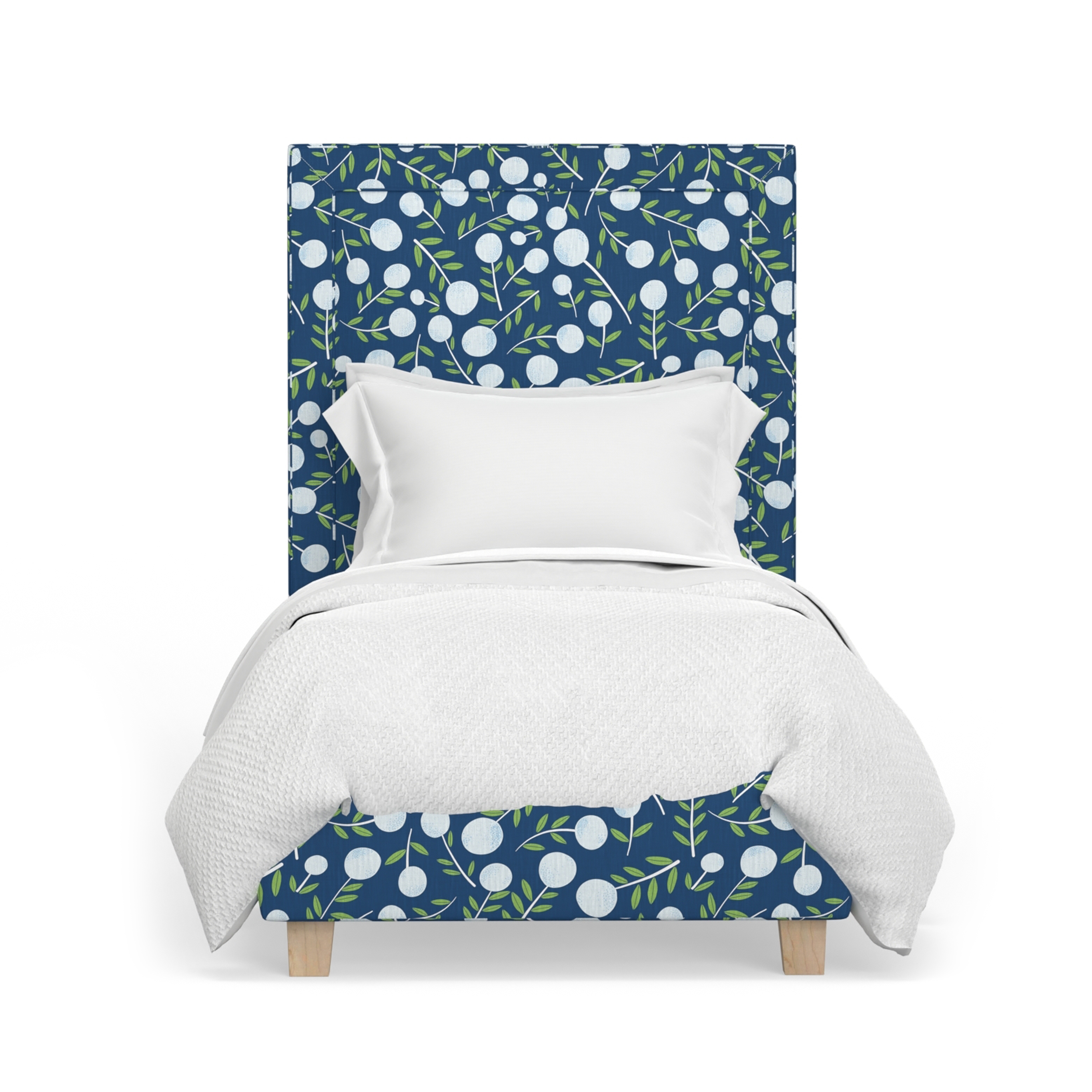 Annie Upholstered Twin Bed in Let's Grove: Marine - SAMPLE SALE
