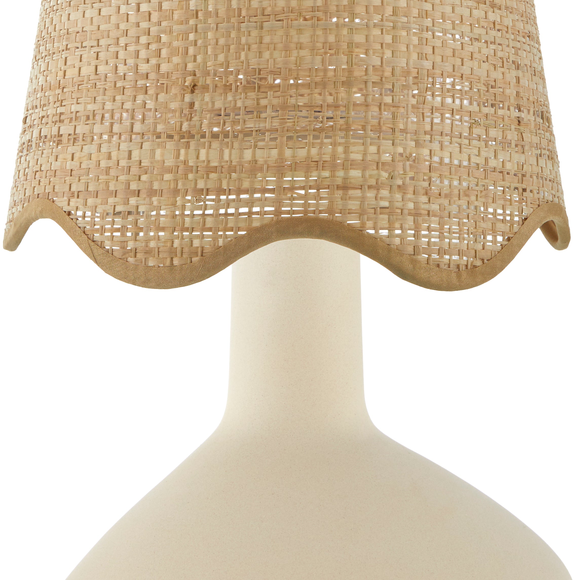 Maine Cottage Droplet Oblong Cream Ceramic Table Lamp with Scallop Shade | Maine Cottage® 
